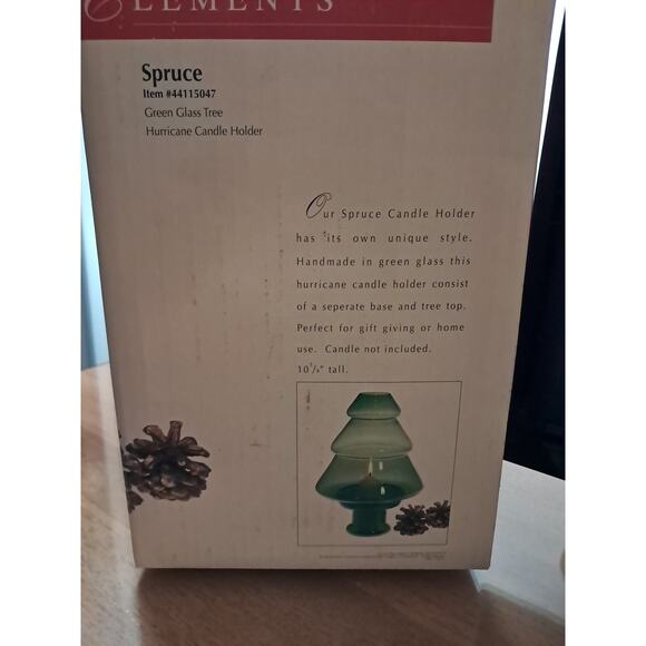 Copied - Elements Green Glass Tree Hurricane Candle Holder - Picture 1 of 4